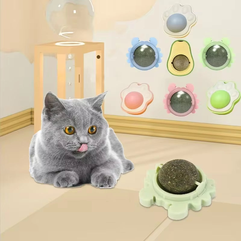 1/2/3/4 Pcs Avocado Catnip Wall Ball Cat Edible Catnip Toys Licking Balls Healthy Snack Rotatable Treats Toys Kitten Playing Toy